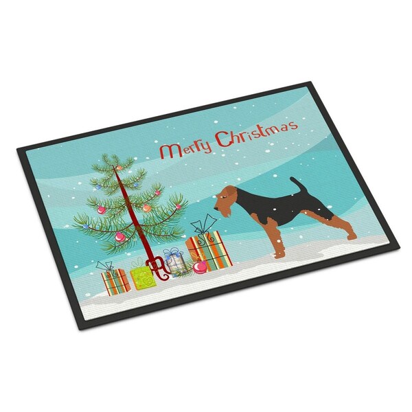 Carolines Treasures Welsh Terrier Merry Christmas Tree Indoor or Outdoor Mat, 24 x 36 BB2903JMAT - main